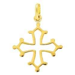 Croix Occitane Ajourée Fil Massif en Or Jaune 750, Dimension 20 x 24 mm - Emanessence