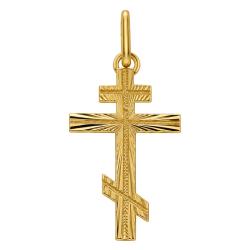 Croix Orthodoxe Striée en Or Jaune 375 ou 750, Dimension 15 x 24 mm - Lucas Lucor