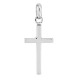 Croix Plate Polie en Or Blanc 750, Dimension 13 x 25 mm - Emanessence