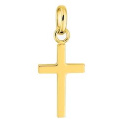 Croix Section Carrée en Or Jaune 750, Dimension 10 x 22 mm - Emanessence
