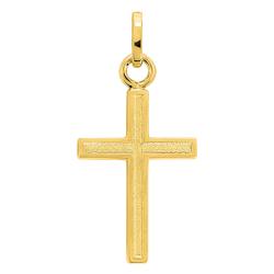 Croix Simple Sablée en Or Jaune 750 - Emanessence