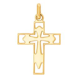 Pendentif Croix Catholique Ajourée Doublée en Or Jaune 375 ou 750 - Rosatella
