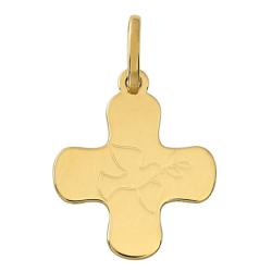 Pendentif Croix Colombe en Or Jaune 750 - Vandona