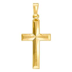Pendentif Croix Creuse Brossé en Or Jaune 375 - Vandona