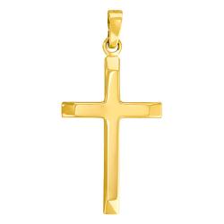 Pendentif Croix Creuse et Extrémités Aplaties en Or Jaune 750 - Vandona