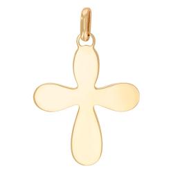 Pendentif Croix de Baptême Arrondie en Or Jaune 375 ou 750 - Rosatella