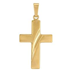 Pendentif Croix Effet Eraflure en Or Jaune 750 - Vandona
