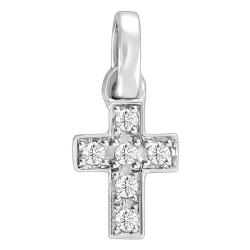 Pendentif Croix en Or Blanc 375 ou 750 & Diamants 0,05 ct - Juweel
