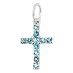 Pendentif Croix en Or Blanc 375 & Topaze - Aurora