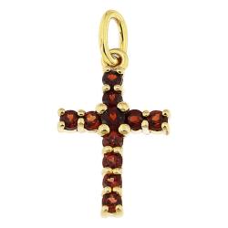 Pendentif Croix en Or Jaune 375 & Grenat - Aurora