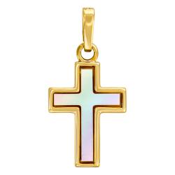 Pendentif Croix en Or Jaune 375 & Nacre Blanche - Vandona