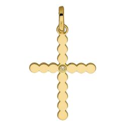 Pendentif Croix en Or Jaune 750 & Diamant 0,01 ct - Vandona