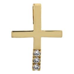 Pendentif Croix en Or Jaune 750 & Diamants 0,04 ct - Vandona