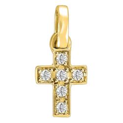 Pendentif Croix en Or Jaune & Diamants 0,05 ct - Juweel