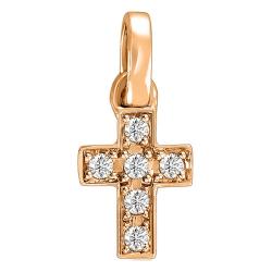 Pendentif Croix en Or Rose & Diamants 0,05 ct - Juweel