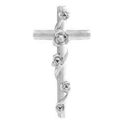 Pendentif Croix et Roses en Or Gris 375 - Vandona