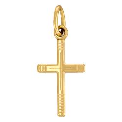 Pendentif Croix Extrémités Striées en Or Jaune 750 - Vandona
