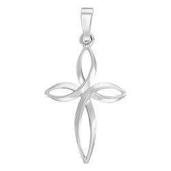 Pendentif Croix Fleur en Or Blanc 375 - Vandona