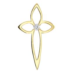 Pendentif Croix Florale en Or Jaune 375 & Oxyde de Zirconium - Vandona