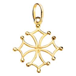 Pendentif Croix Occitane Ajouré en Or Jaune 750, Dimension 23 x 21 mm - Emanessence