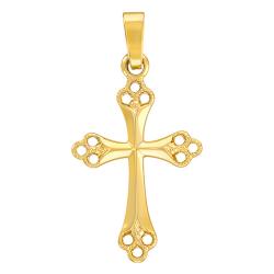 Pendentif Croix Orthodoxe Bords Fantaisie en Or Jaune 750 - Vandona