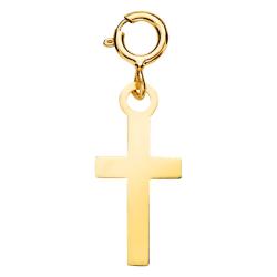 Pendentif Croix Polie en Or Jaune 750 - Emanessence