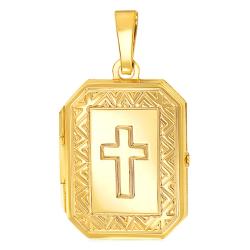 Pendentif Photo Croix Motif Triangle en Or Jaune 375 - Emanessence