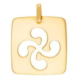 Pendentif Plaque Carrée avec Croix Basque Ajourée en Or Jaune 375 ou 750 - Rosatella