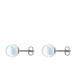 Puces d'Oreilles en Or Blanc 750 & Perles d'Eau Douce Rondes, Dimension de 4 à 10 mm - Négoce-îles