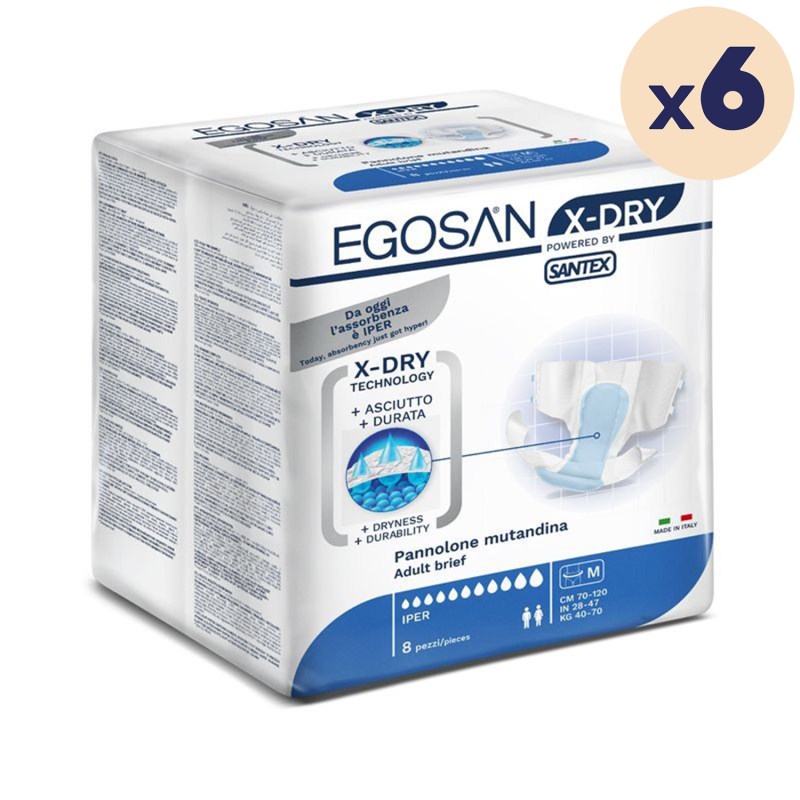 6 paquets - Change complet Slip X-Dry M Egosan - 48 unités