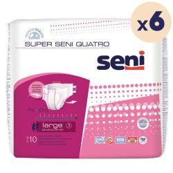 6 paquets - Changes complets SENI QUATRO - Nuit - L - 60 unités