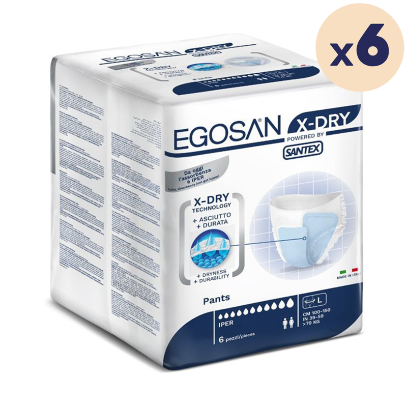 6 paquets - Slip absorbant Pants X-Dry L Egosan - 36 unités