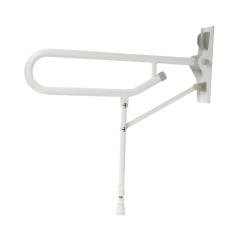Barre d'appui WC rabattable époxy ultra résistante avec pieds - Blanc - 200 kg