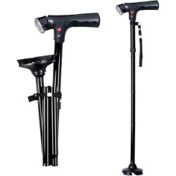 Canne de marche téléscopique lumière et alarme - Noir - 100 kg
