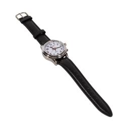 Montre parlante radio-pilotée classique Femme bracelet cuir noir - 3,6 cm