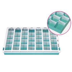 Pilulier géant hebdomadaire hospitalier avec cases réglables Practicima - 19,9 cm
