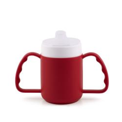 Tasse isotherme 2 anses avec couvercle - Rouge - 8 cm