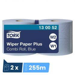 Bobine d'essuyage industriel bleu Plus Combi Roll Tork - colis de 2 rouleaux de 750 feuilles