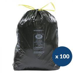 Sac poubelle NF gris lien coulissant 30 L - carton de 100