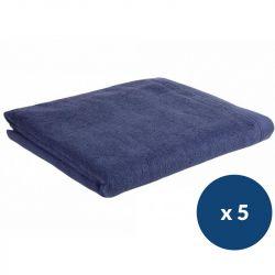 Serviette de Toilette en coton bleu Marine - lot de 5 30 x 54 cm