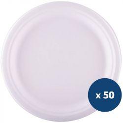 Assiette jetable fibre de canne ronde x50 Ø18 cm