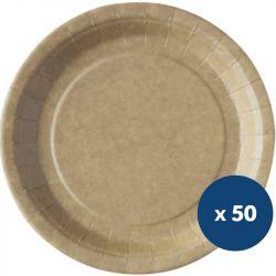 Assiette jetable kraft biodégradable x50 Ø22 cm