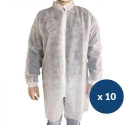 Blouse jetable agroalimentaire One Protek - lot de 10 Blanc XXL