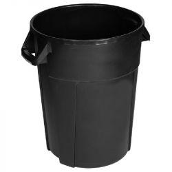 Poubelle de tri sélectif ronde en plastique 120 L intérieur / extérieur Noir