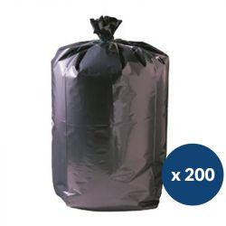 Sac poubelle haute densité 130 L noir x200 à lien