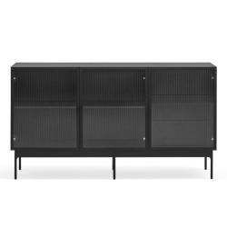 Teulat - Buffet tendance 3 portes 3 tiroirs en bois et verre BLUR - MeublesEtDesign.com