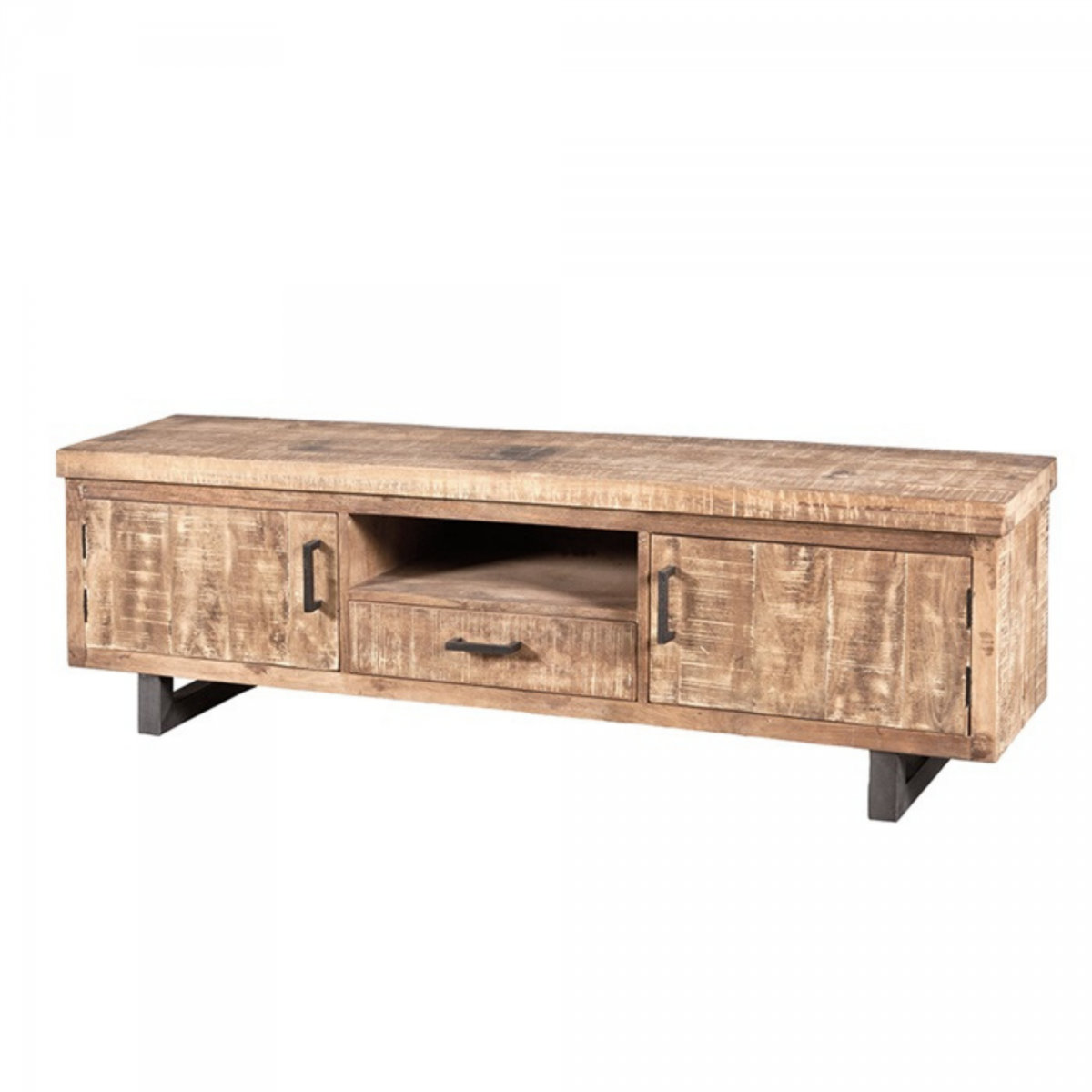 Promo Meuble TV 180cm en bois massif et métal DOUDI - MeublesEtDesign.com