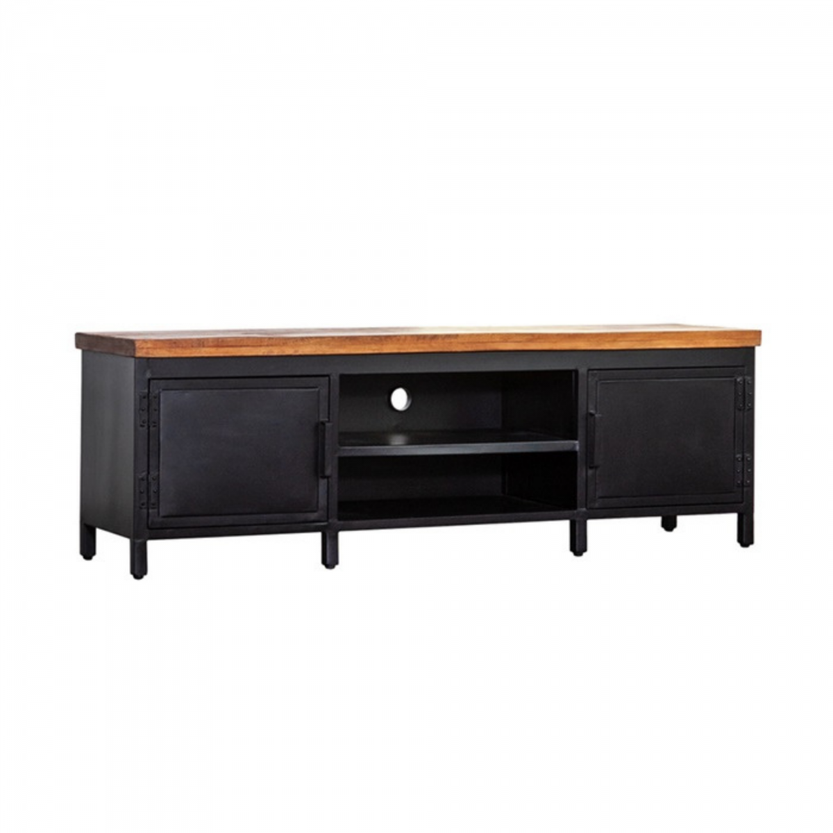 Promo Meuble TV 205cm avec tiroirs en bois et métal ZINI - MeublesEtDesign.com