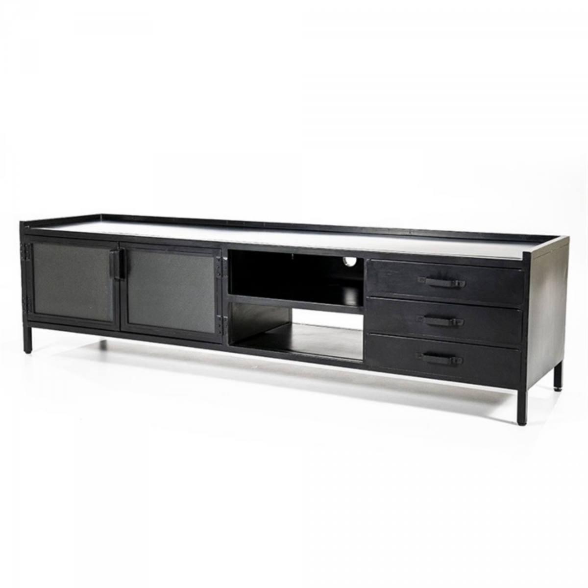 Promo Meuble TV 205cm vitré en métal ZUC - MeublesEtDesign.com
