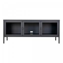 Promo Meuble TV vitré en métal 3 portes NOOSA - MeublesEtDesign.com